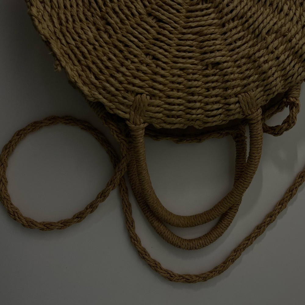 Straw Woven Round Bag with Handle + Off the Shoulder Strap